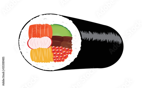 節分の恵方巻のベクターイラスト素材_1本単品_透過