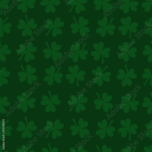 Seamless pattern with clover in green colors. Happy St. Patrick's Day. Surface design for textile, fabric, wallpaper, wrapping, gift wrap, paper, scrapbook and packaging. Vector illustration