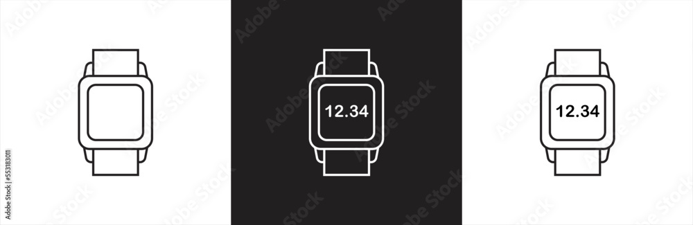 Smart watch icon. Smartwatch symbol collection. Clock icons signs. Wristband or Wristwatch. Vector illustration. Smart watch icon. Smartwatch symbol collection. Clock icons signs. Wristband or Wristwatch. Vector illustration.