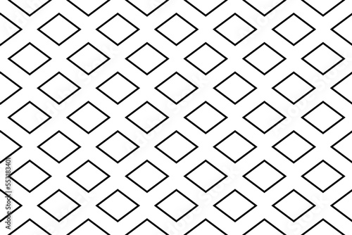Seamless pattern completely filled with outlines of rhombus symbols. Elements are evenly spaced. Vector illustration on white background