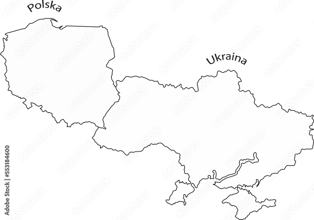 mapa Polska Ukraina - obrazy, fototapety, plakaty 