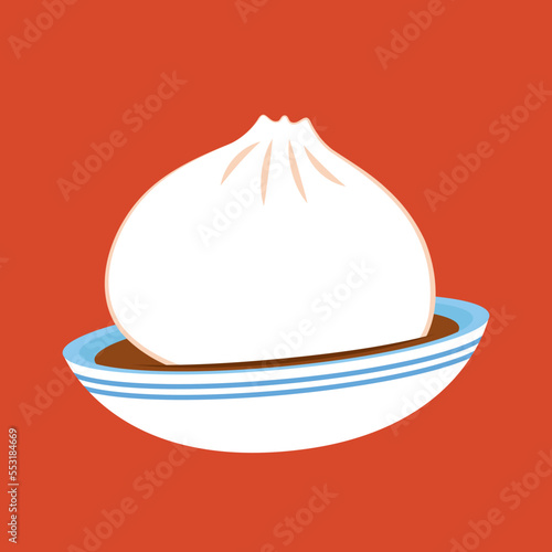 Baozi or bao - Chinese steamed bun line art vector icon. Baozi or bao is Chinese food.