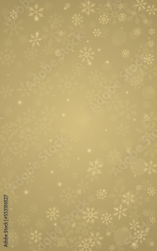 Gold Snowfall Vector Golden Background. Christmas