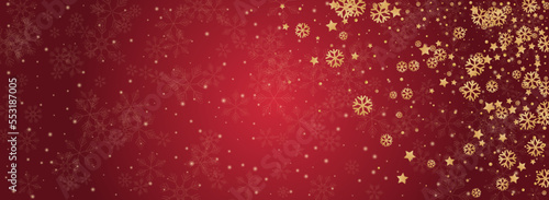 Silver Snowfall Vector Panoramic Red Background.