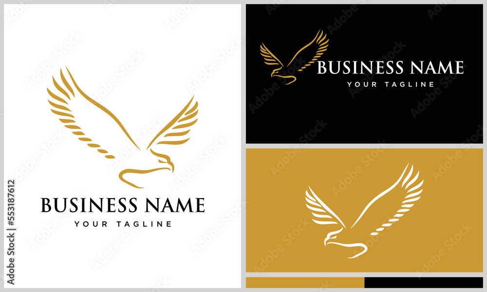 line art eagle logo template