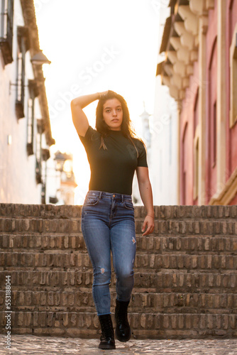 Young woman visiting the streets of Sanlucar de Barrameda photo