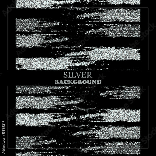 Silver background, background vector design with silver dust on black background, brush strokes, design element