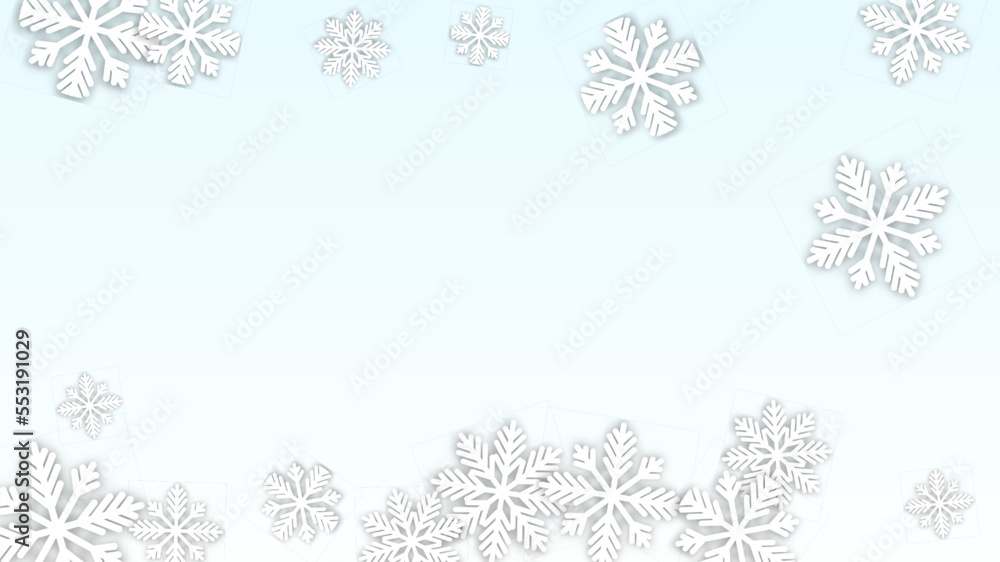 Christmas  Vector Background with Falling Snowflakes. Isolated on Red Background. Realistic Snow Sparkle Pattern. Snowfall Overlay Print. Winter Sky. Papercut Snowflakes.