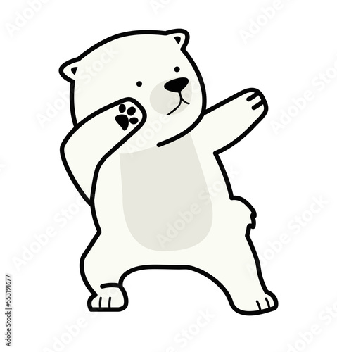 Cute polar Bear dabbing movement icon
