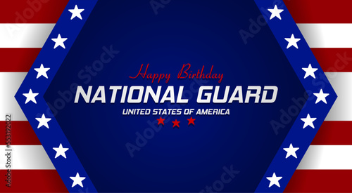 Happy birthday National Guard United States theme lettering. Vector illustration. Suitable for Poster, Banners, background and greeting card. 