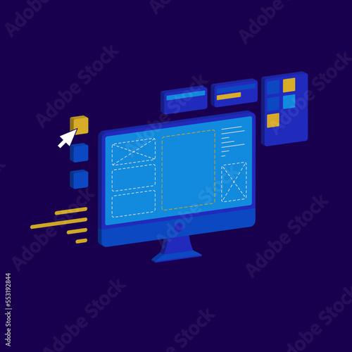 Mac Monitor with Low-Code elements blue