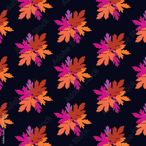 seamless pattern with flowers pink red color black background 