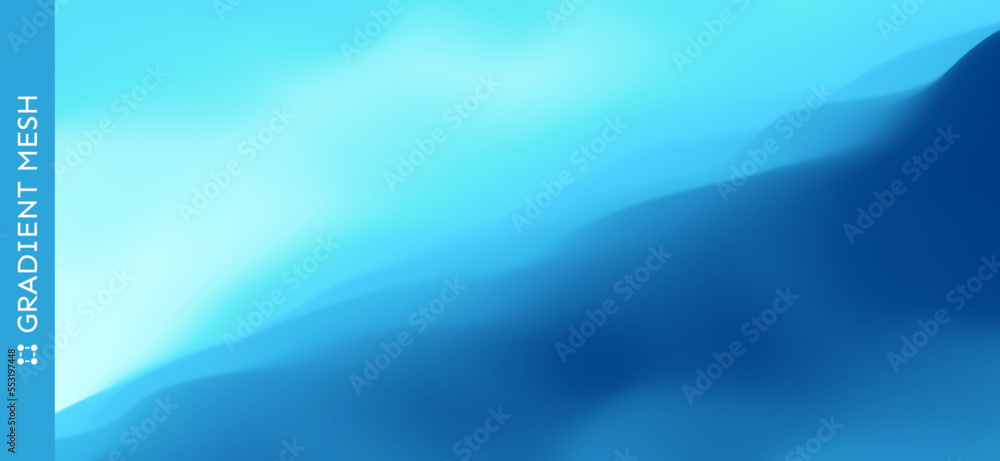 Abstract gradient mesh background. Blue ocean seascape. Sea surface. Realistic landscape with waves. Cover design template. 3d vector illustration for banner, flyer, poster or brochure. Abstract gradient mesh background. Blue ocean seascape. Sea surface. Realistic landscape with waves. Cover design template. 3d vector illustration for banner, flyer, poster or brochure.