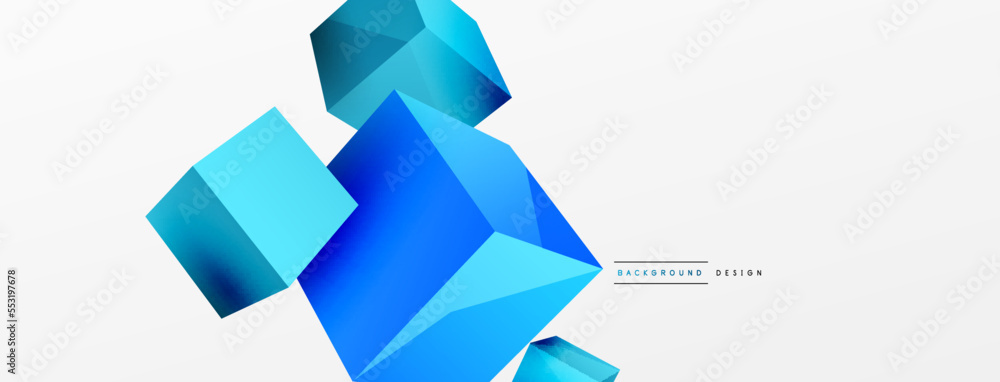 3d cubes vector abstract background. Composition of 3d square shaped basic geometric elements. Trendy techno business template for wallpaper, banner, background or landing 3d cubes vector abstract background. Composition of 3d square shaped basic geometric elements. Trendy techno business template for wallpaper, banner, background or landing