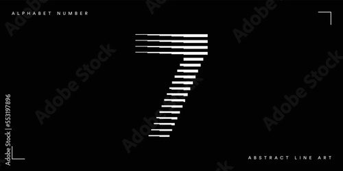 Number 7 with Abstract Line Pattern