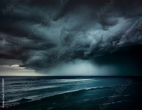storm clouds and rain with dark sky © ArgitopIA