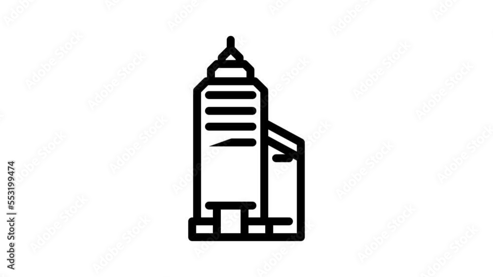 tower financial center skyscraper line icon animation tower financial center skyscraper line icon animation