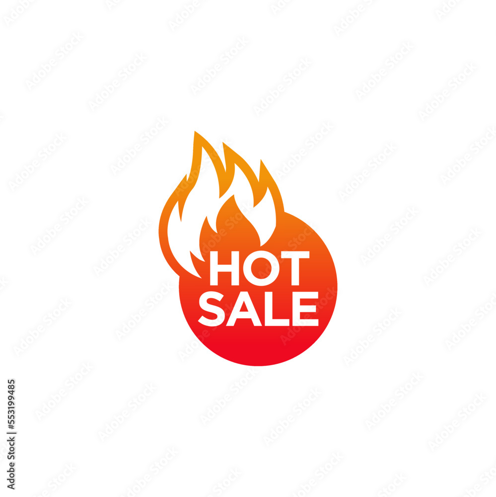 Vector Illustration Hot sale Label. Modern Web Banner Element With Flame Vector Illustration Hot sale Label. Modern Web Banner Element With Flame