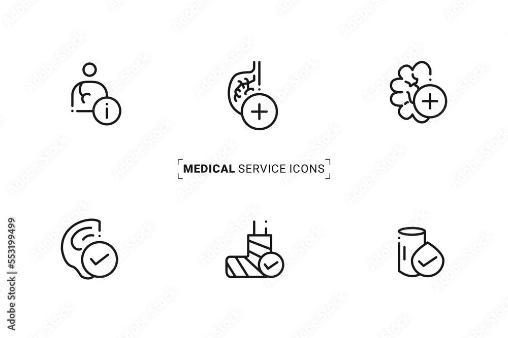 Clean modern clinical service icon set for multipurpose use. These icons can be used for web and print items.