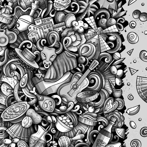 Spain cartoon vector doodles frame