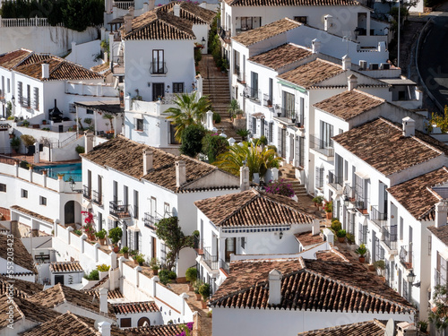 Cuadro en lienzo Mijas village in Andalusia with white houses, Spain