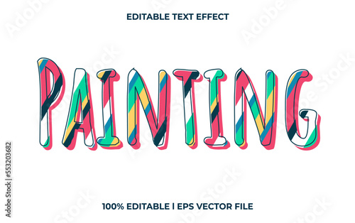 Painting editable text effect, modern lettering typography font style, colorful 3d text for tittle