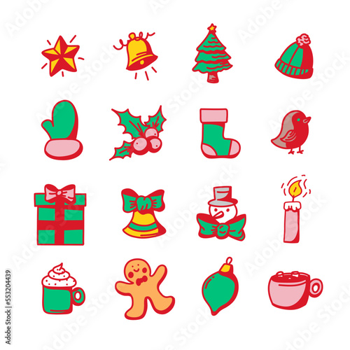 16 Christmas icons in isolated vectors