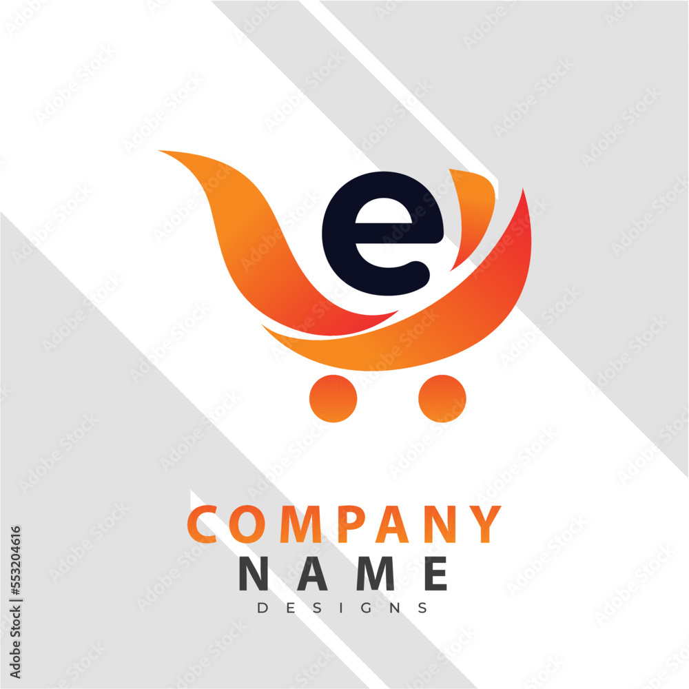 Obraz premium Online Store Logo Design Template. Vector illustration of a shopping cart and shop bag combination logo design concept. Perfect for E-commerce, sales, discount or web store elements. Company emblem