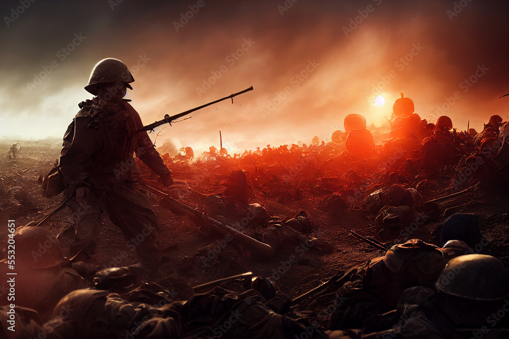 Fallen soldiers in war bodies everywhere on battlefield WW1 Stock  Illustration | Adobe Stock