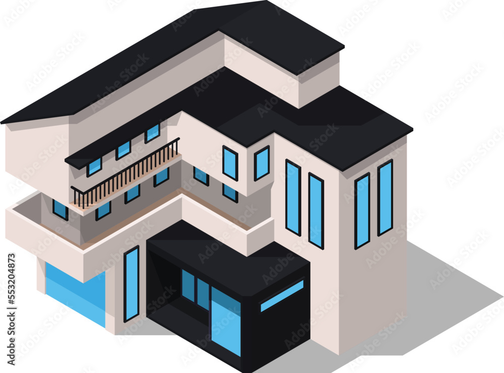 Isometric modern apartment building with windows vector illustration