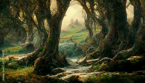 Fantasy forest painting old trees © Martin