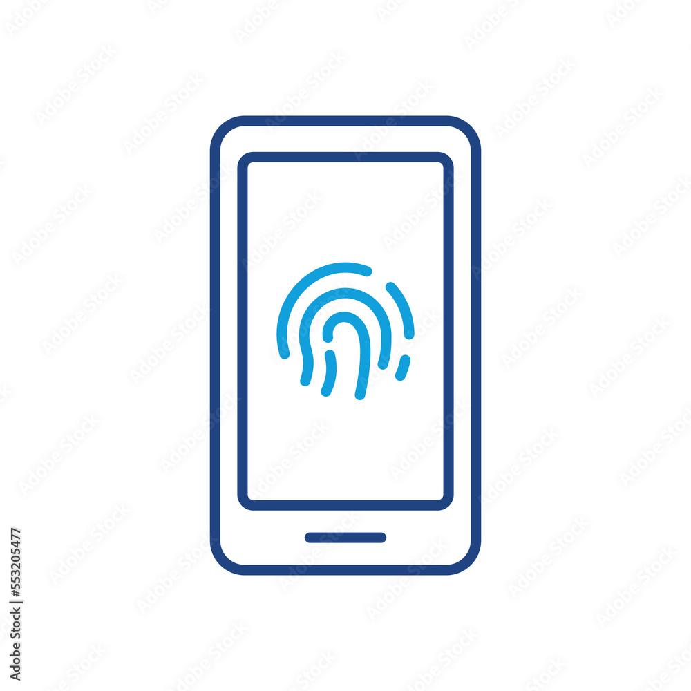 Touch ID in Cellphone Line Icon. Fingerprint Identification on Mobile Phone Sign. Finger Print Scanner on Smartphone Outline Icon. Biometric Identity. Editable Stroke. Isolated Vector Illustration Touch ID in Cellphone Line Icon. Fingerprint Identification on Mobile Phone Sign. Finger Print Scanner on Smartphone Outline Icon. Biometric Identity. Editable Stroke. Isolated Vector Illustration