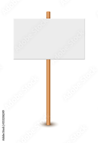 Picket sign, demonstration banners, public transparency, protest placard. Design blank boards with sticks, wooden holders template. Concept sign picket element