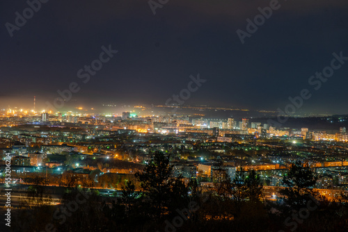 The night city of Novokuznetsk from the observation deck