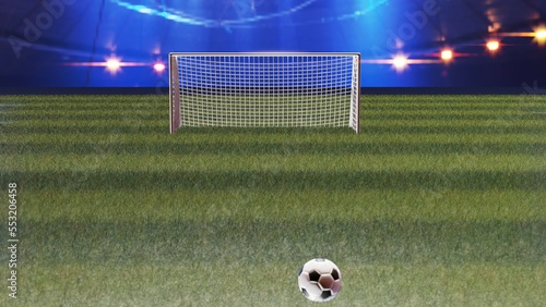 サッカーボールをゴールへ蹴る時のアングル photo