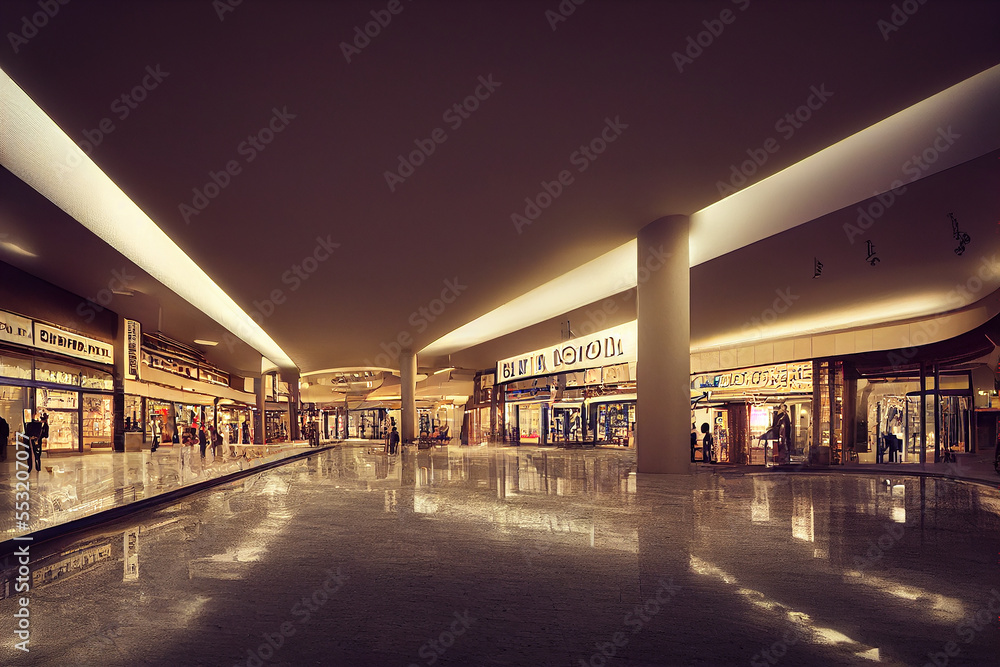 Fototapeta premium Shopping mall interior concept art merch center