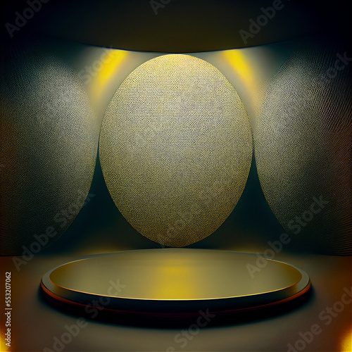 Empty Dark Golden Product Stage, Product Background, Professional Studio Photography © Texture