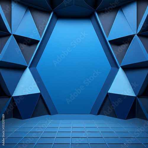 Empty Blue Product Stage, Product Background, Professional Studio Photography © Texture