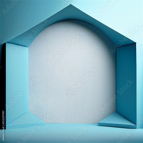 Empty Light Blue Product Stage, Product Background, Professional Studio Photography © Texture