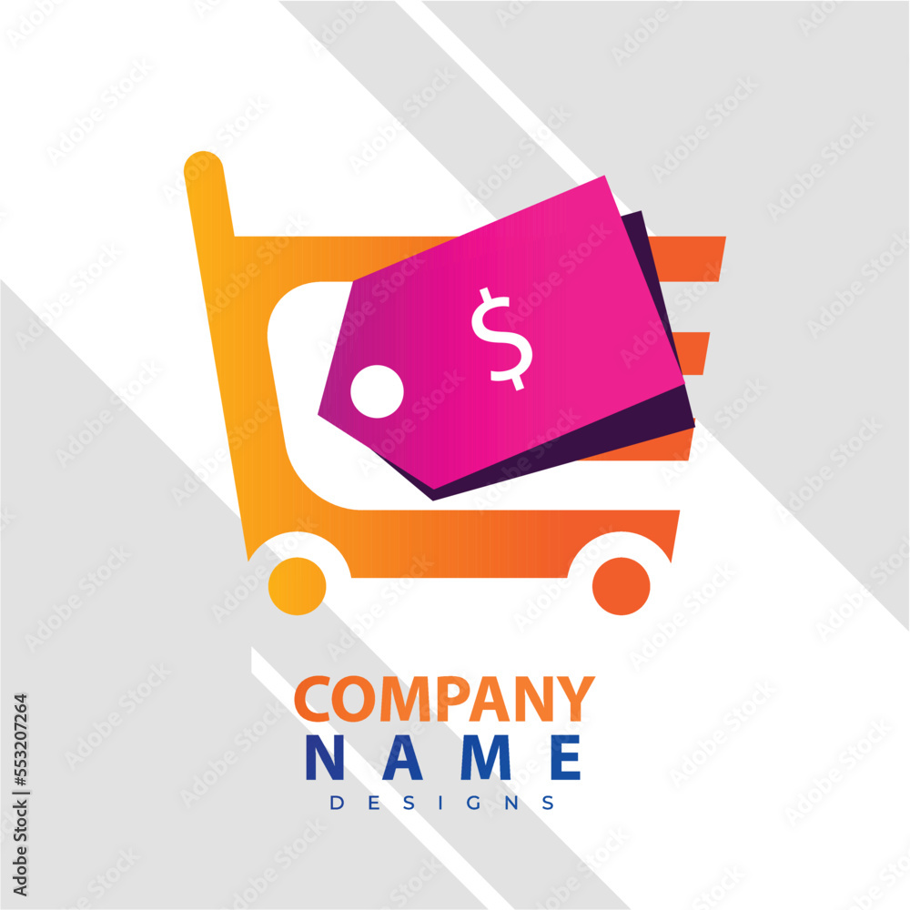 Online Store Logo Design Template. Vector illustration of a shopping cart and shop bag combination logo design concept. Perfect for E-commerce, sales, discount or web store elements. Company emblem Online Store Logo Design Template. Vector illustration of a shopping cart and shop bag combination logo design concept. Perfect for E-commerce, sales, discount or web store elements. Company emblem