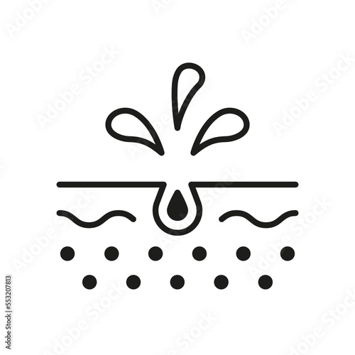Unclog the Skin Face of Dirty Blackhead and Dust Outline Icon. Facial Skin Care Line Pictogram. Cleansing Clogged Deep Pore Linear Icon. Isolated Vector Illustration
