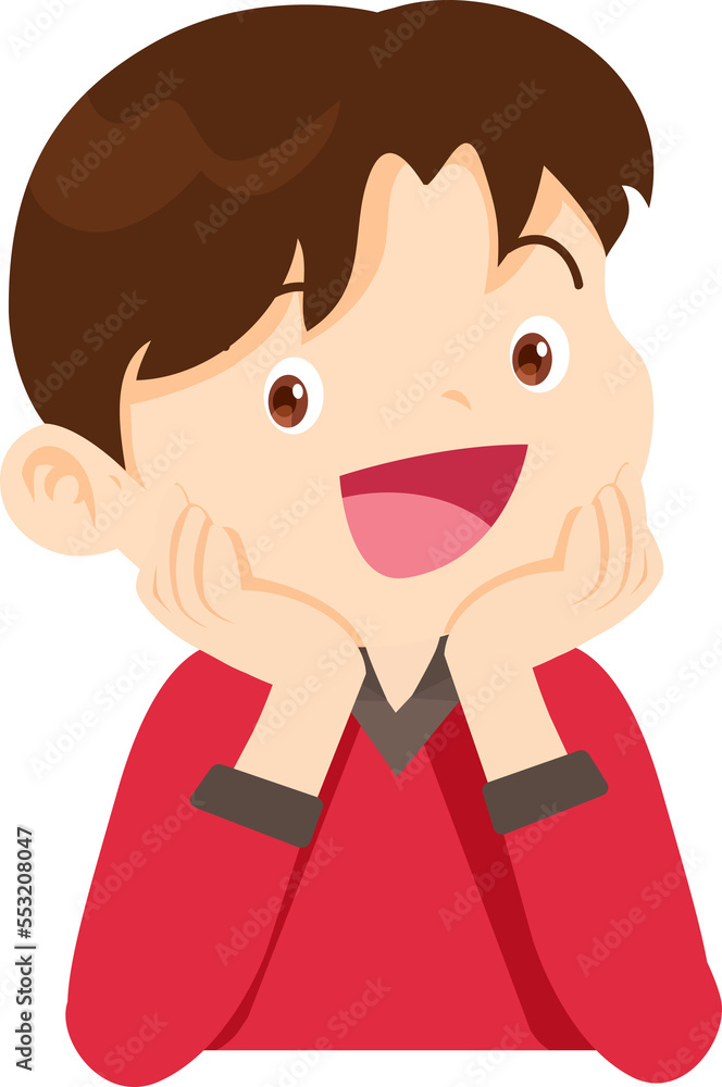 children relaxed sitting with hands on cheek and thinking