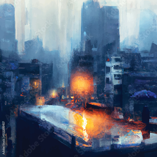 Expressive Vector Cyberpunk  City 64