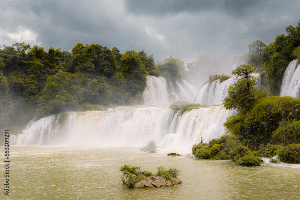 Ban Gioc Waterfall(Veitnam name) or Detian waterfall(Chinese name) Waterfall is the most magnificent waterfall in Vietnam, located in the border of Guangxi, China and Cao Bang , Vietnam.