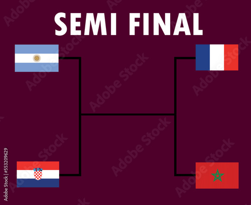 Semi Final Football Countries Flag Emblem Symbol Design football Final Vector Countries Teams Illustration