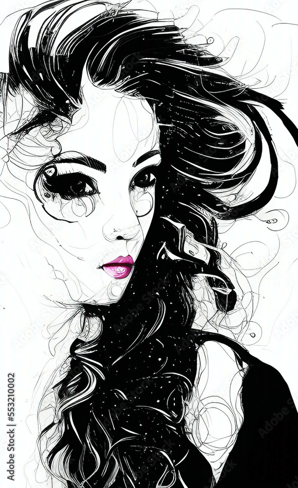 Portrait of a girl. Illustration. Created with the help of artificial intelligence Portrait of a girl. Illustration. Created with the help of artificial intelligence