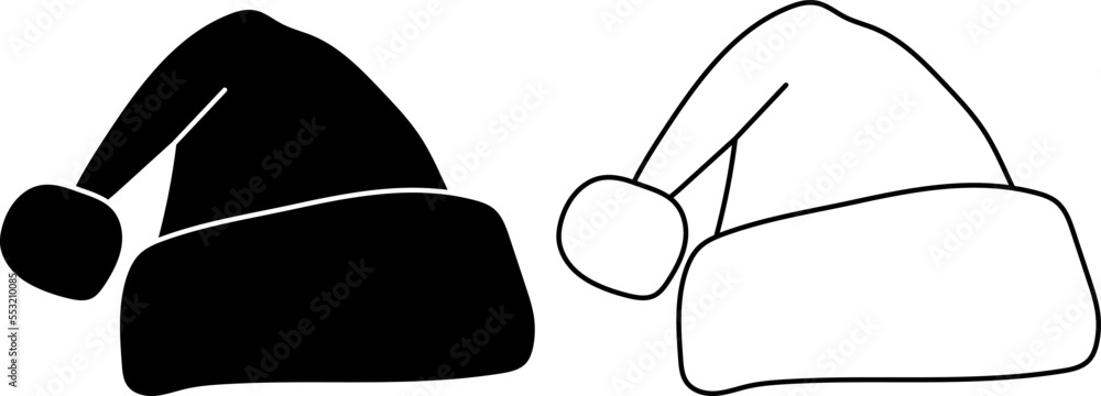 Christmas hat, vector icon. Christmas hat in black. Christmas hat, vector icon. Christmas hat in black.