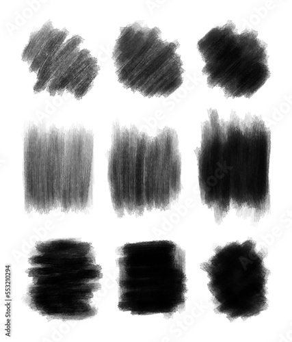 Set of watercolor grunge brush texture. Abstract monochrome grunge stroke