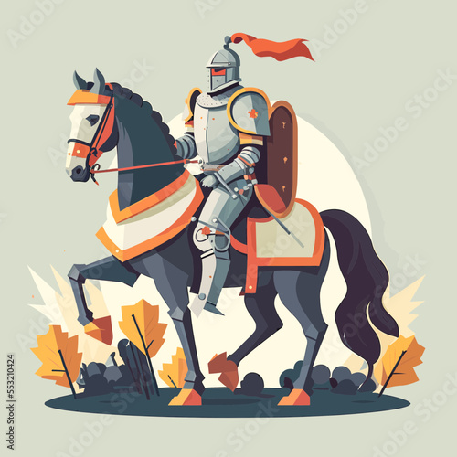 A medieval knight in heavy armor on a horse