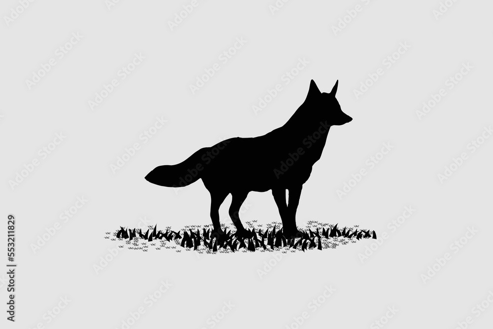 Vector fox shape shadow or fox logo icon, minimal fox,
